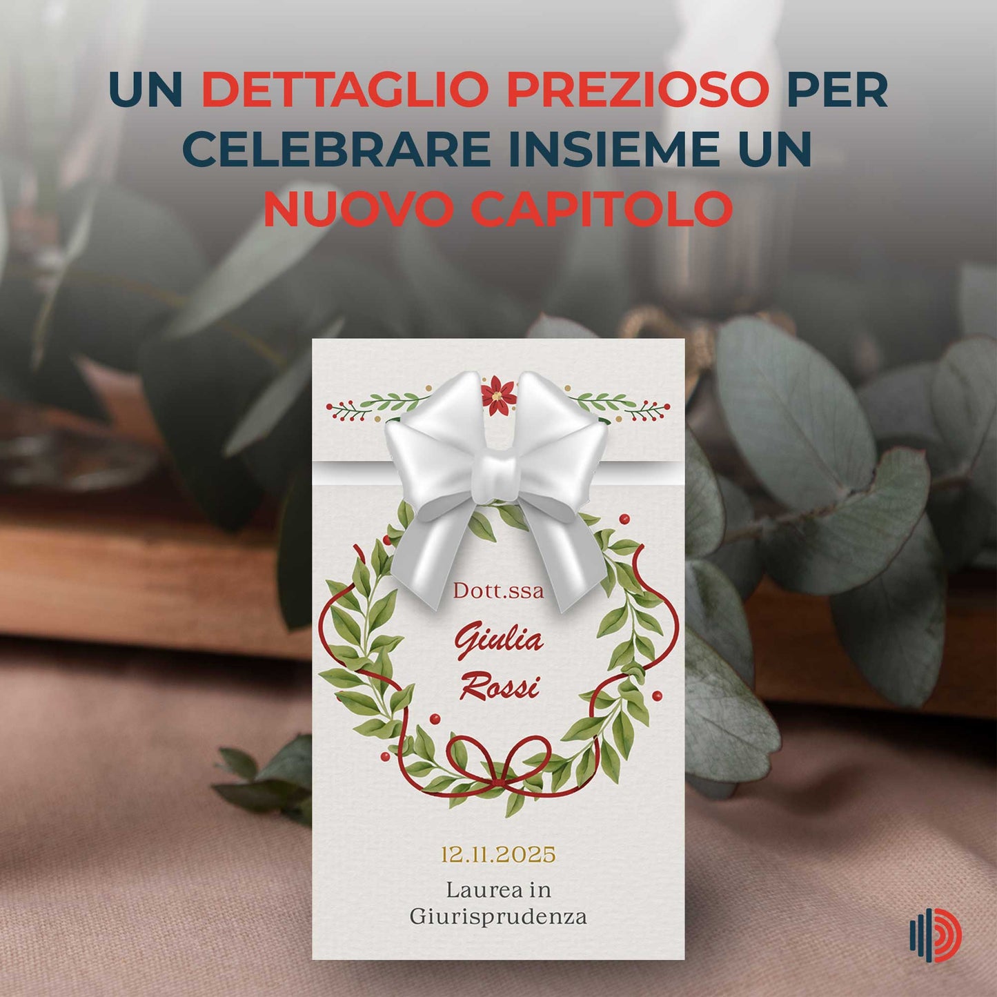 Porta confetti laurea personalizzato con fiocco - Bomboniera elegante per confettata di laurea EchoPrint