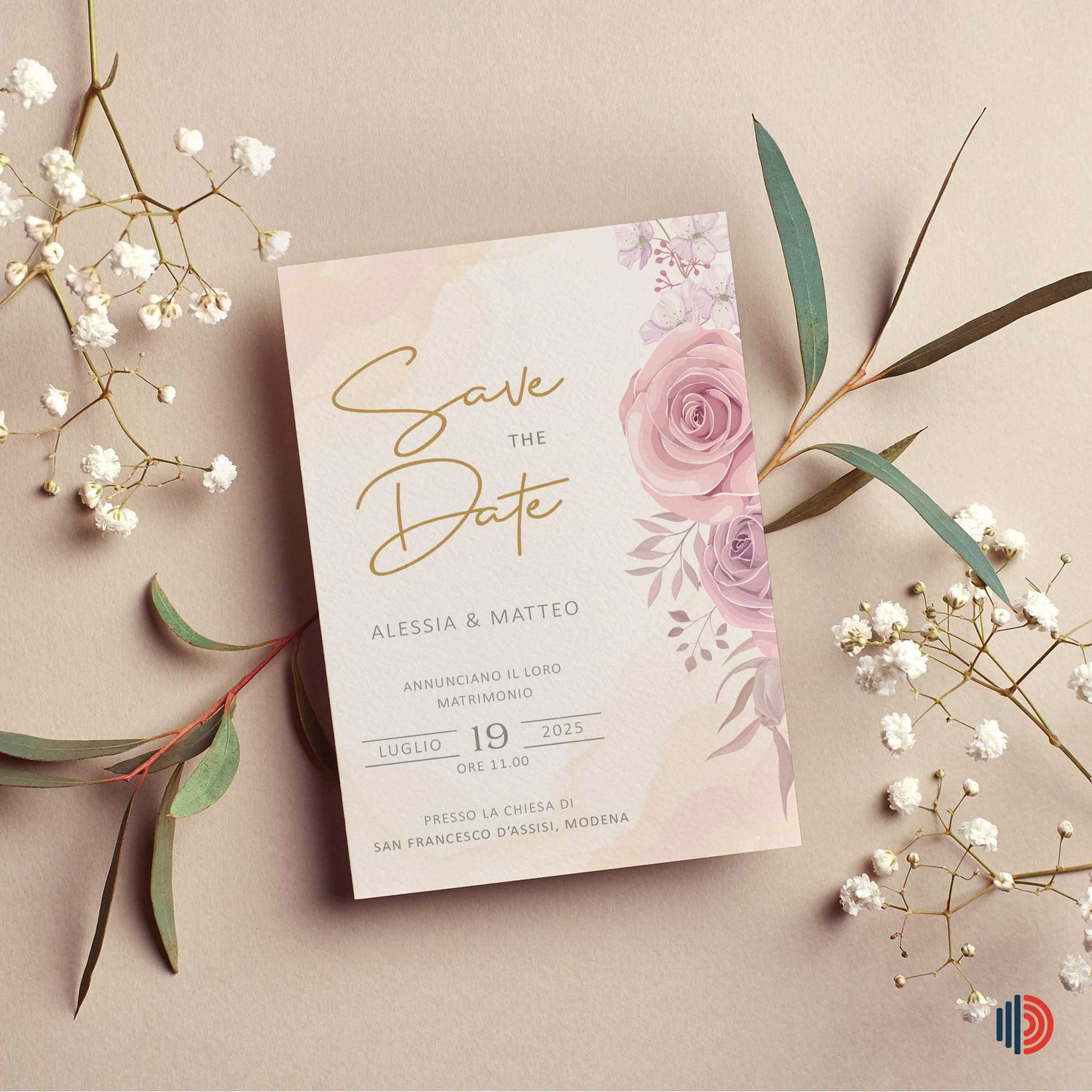 Partecipazione Matrimonio Invito Elegante Minimalista Floreale