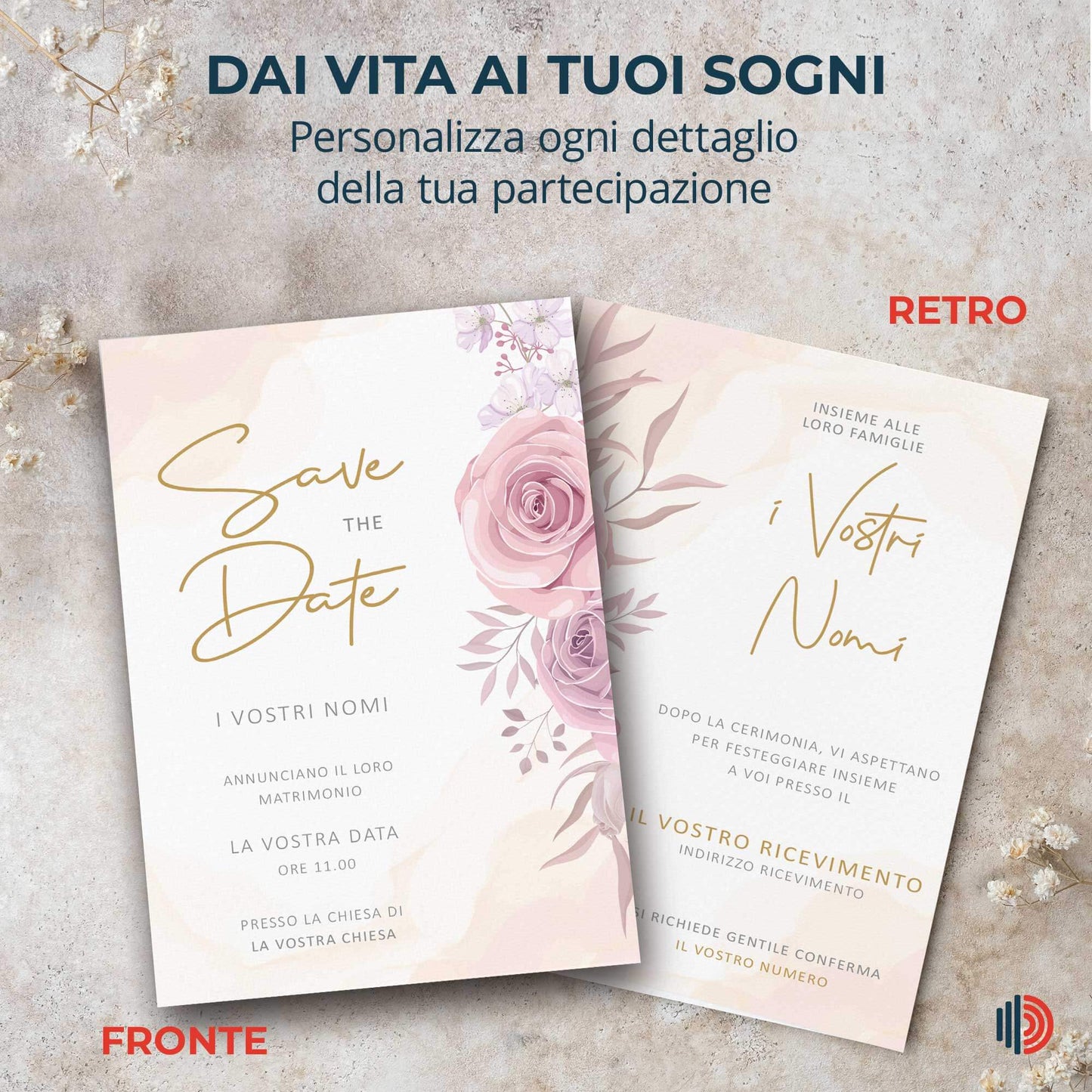 Partecipazione Matrimonio Invito Elegante Minimalista Floreale