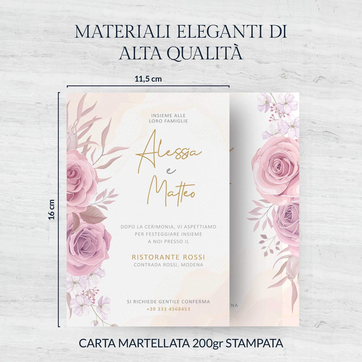 Partecipazione Matrimonio Invito Elegante Minimalista Floreale