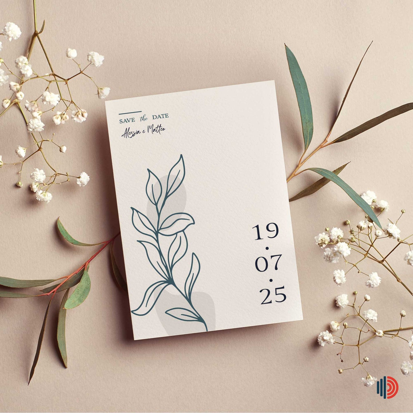 Partecipazione Matrimonio Invito Elegante Minimalista Floreale