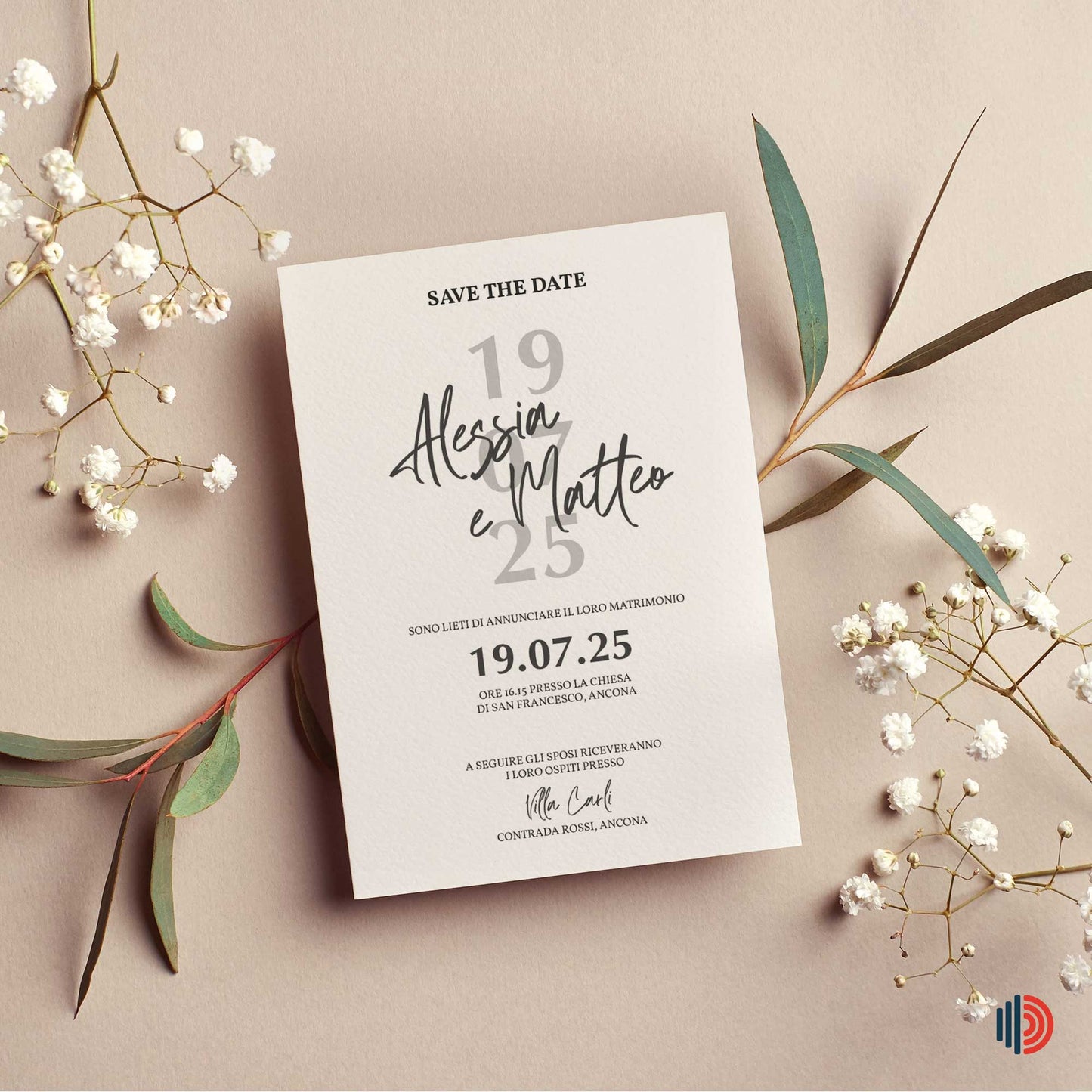 Partecipazione Matrimonio Invito Elegante Minimalista Bianco e Nero