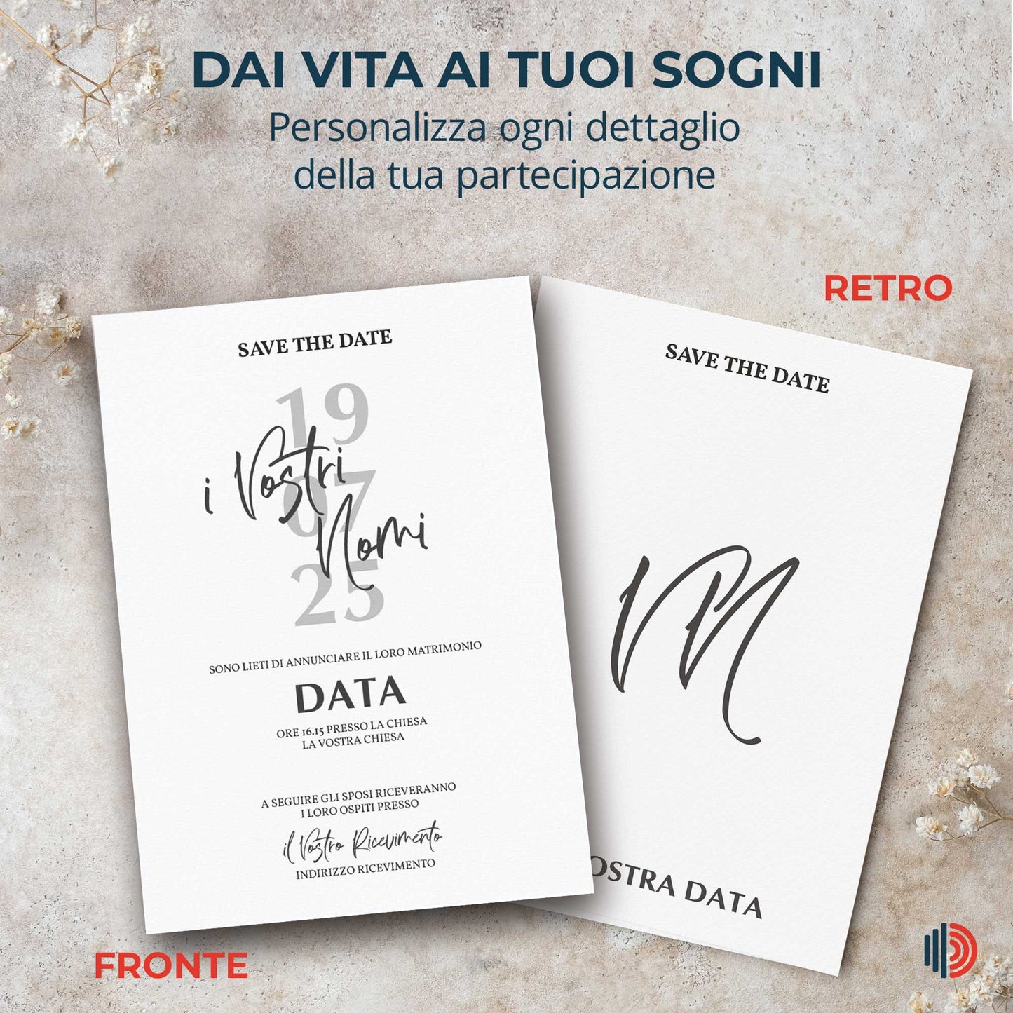Partecipazione Matrimonio Invito Elegante Minimalista Bianco e Nero