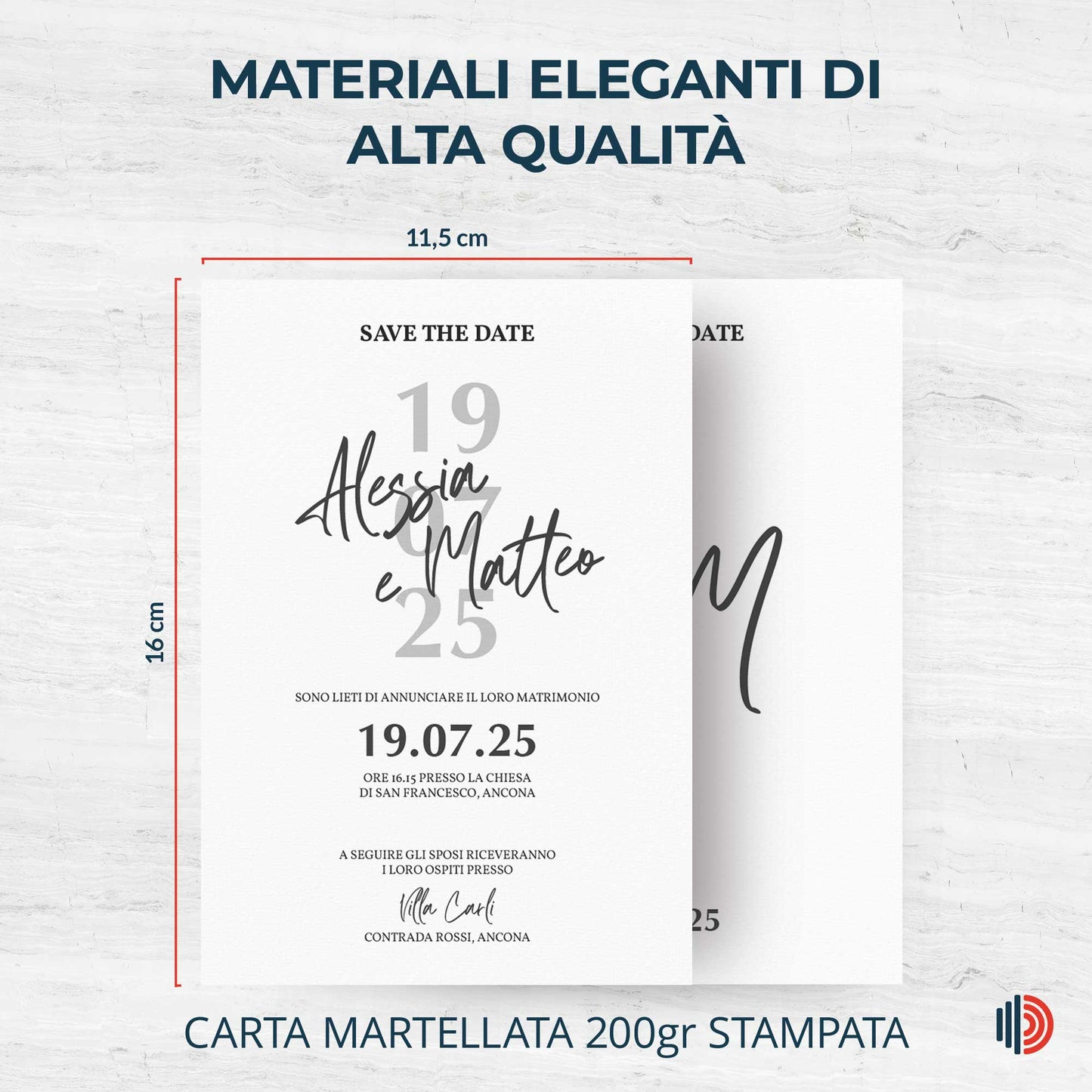 Partecipazione Matrimonio Invito Elegante Minimalista Bianco e Nero