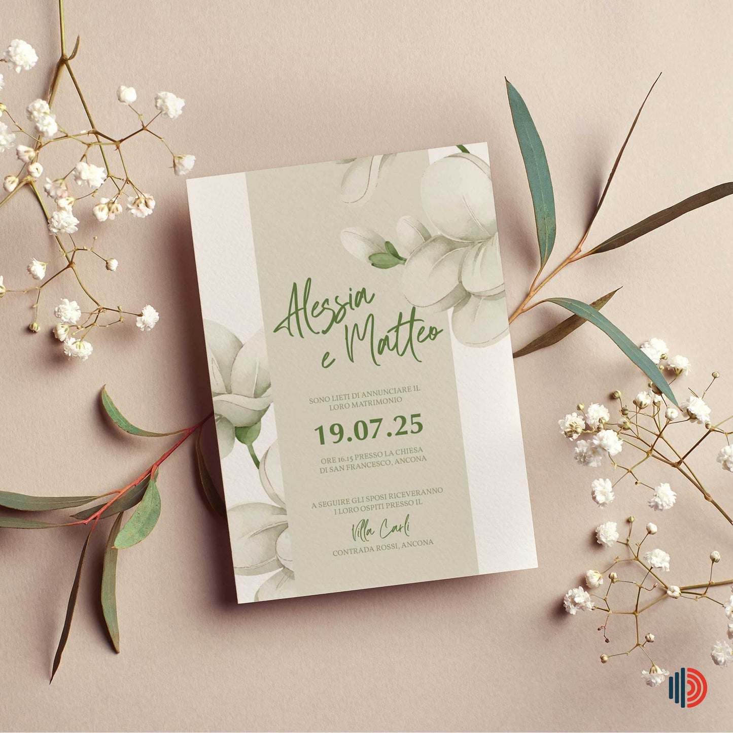 Partecipazione Matrimonio Invito Elegante Minimalista Floreale