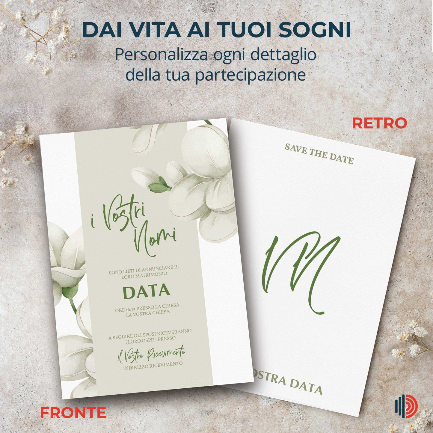 Partecipazione Matrimonio Invito Elegante Minimalista Floreale