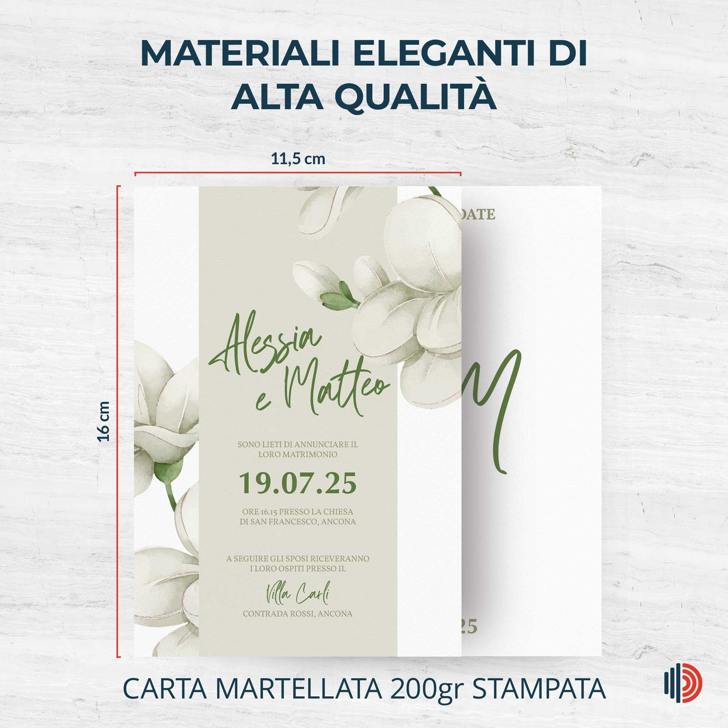 Partecipazione Matrimonio Invito Elegante Minimalista Floreale