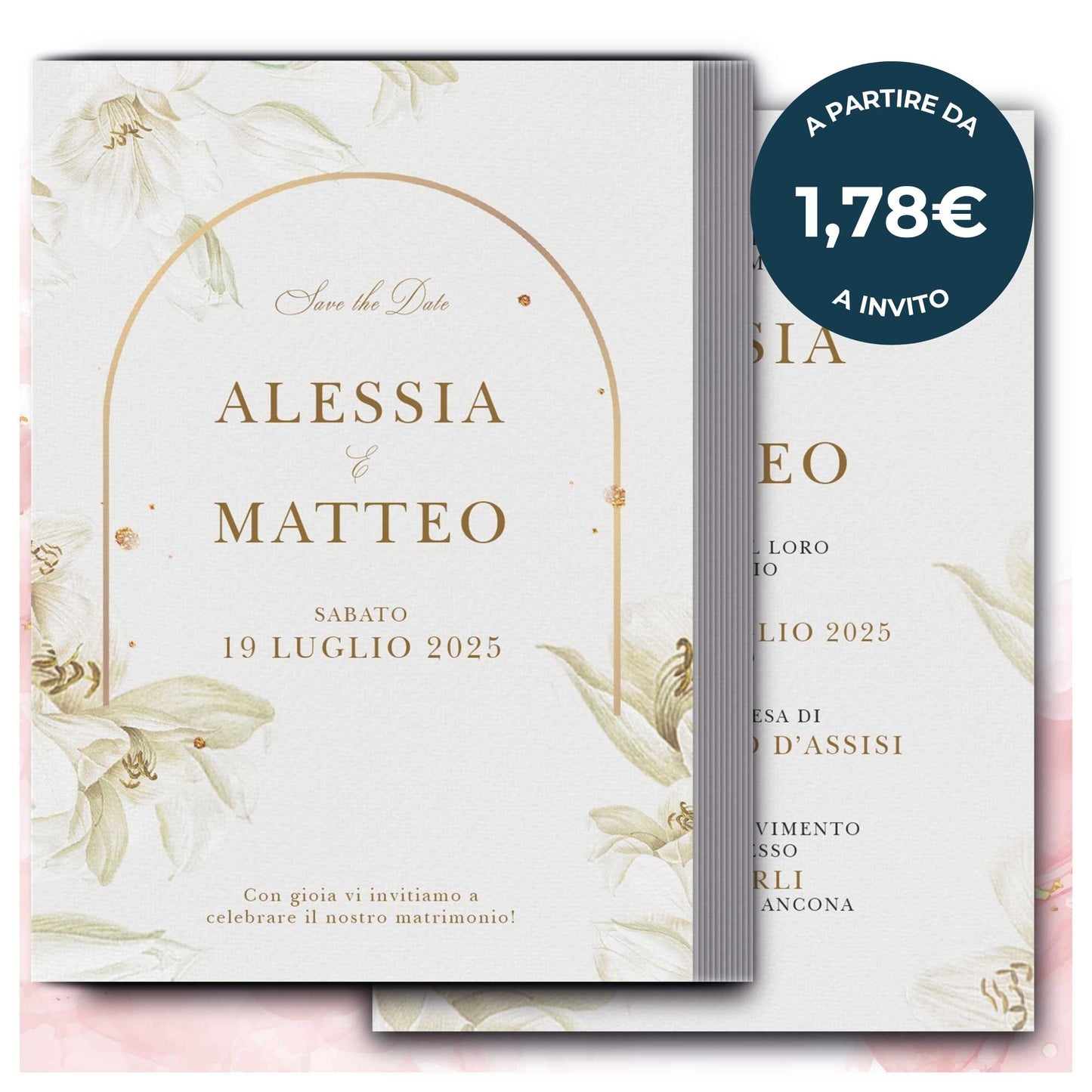 Partecipazione Matrimonio Invito Elegante Minimalista Floreale