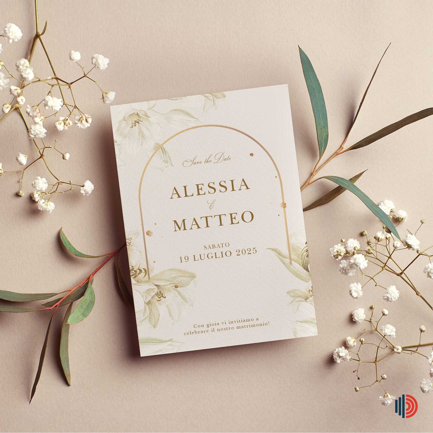 Partecipazione Matrimonio Invito Elegante Minimalista Floreale