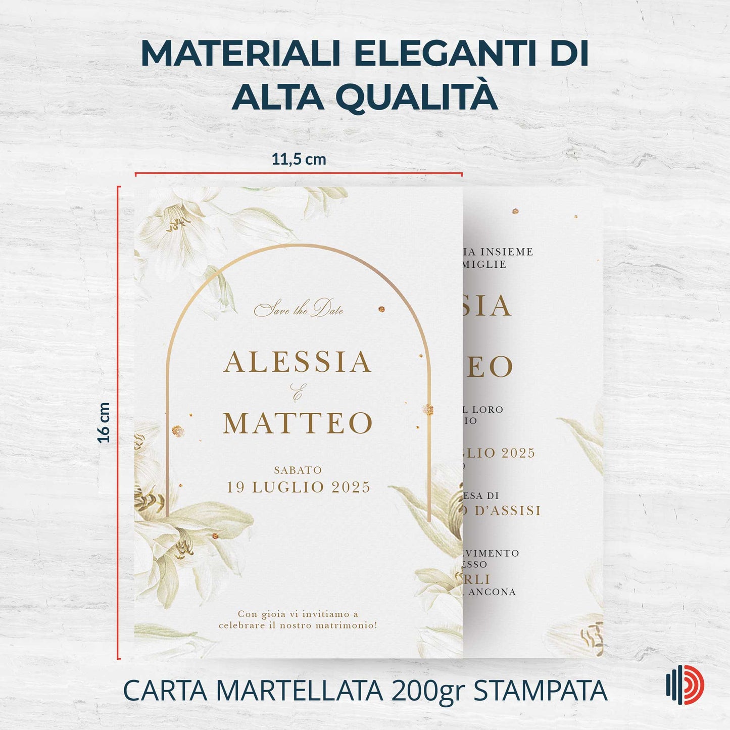 Partecipazione Matrimonio Invito Elegante Minimalista Floreale