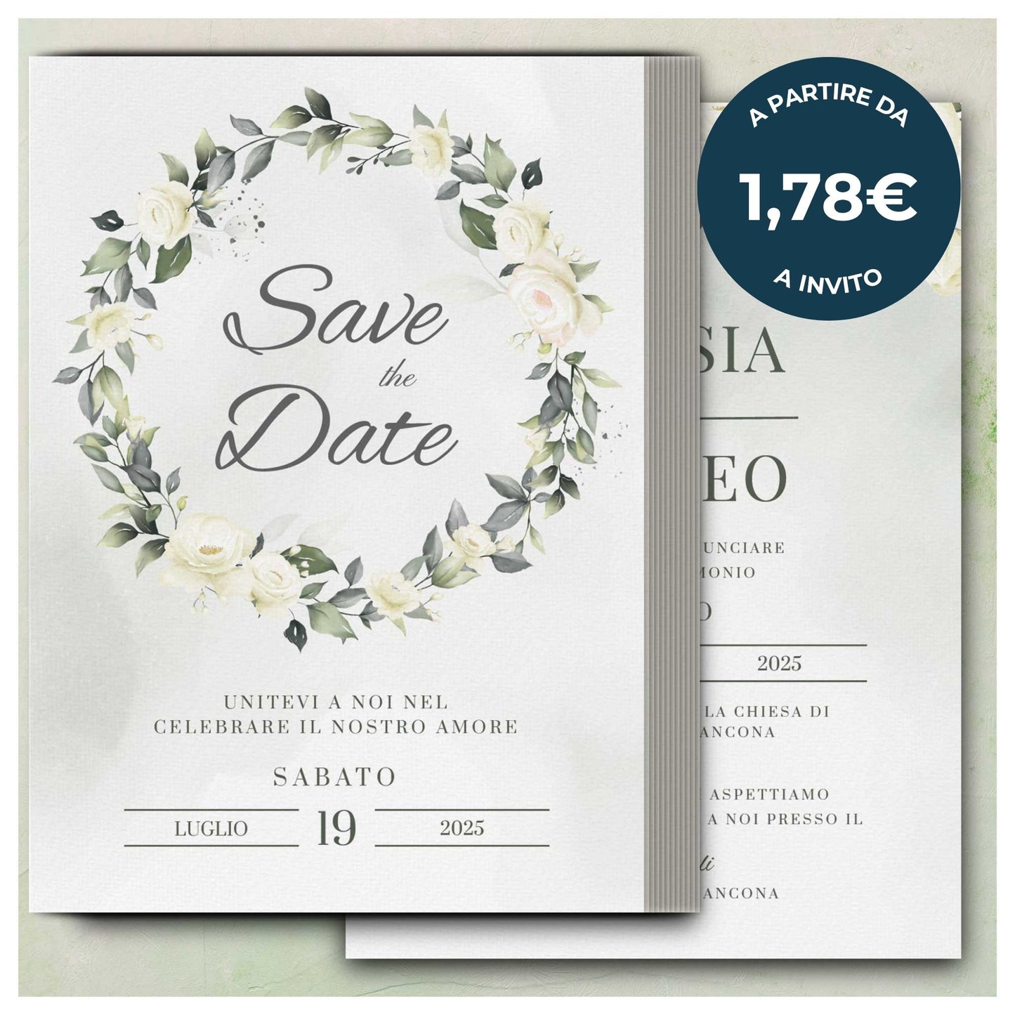 Partecipazione Matrimonio Invito Elegante Minimalista Floreale