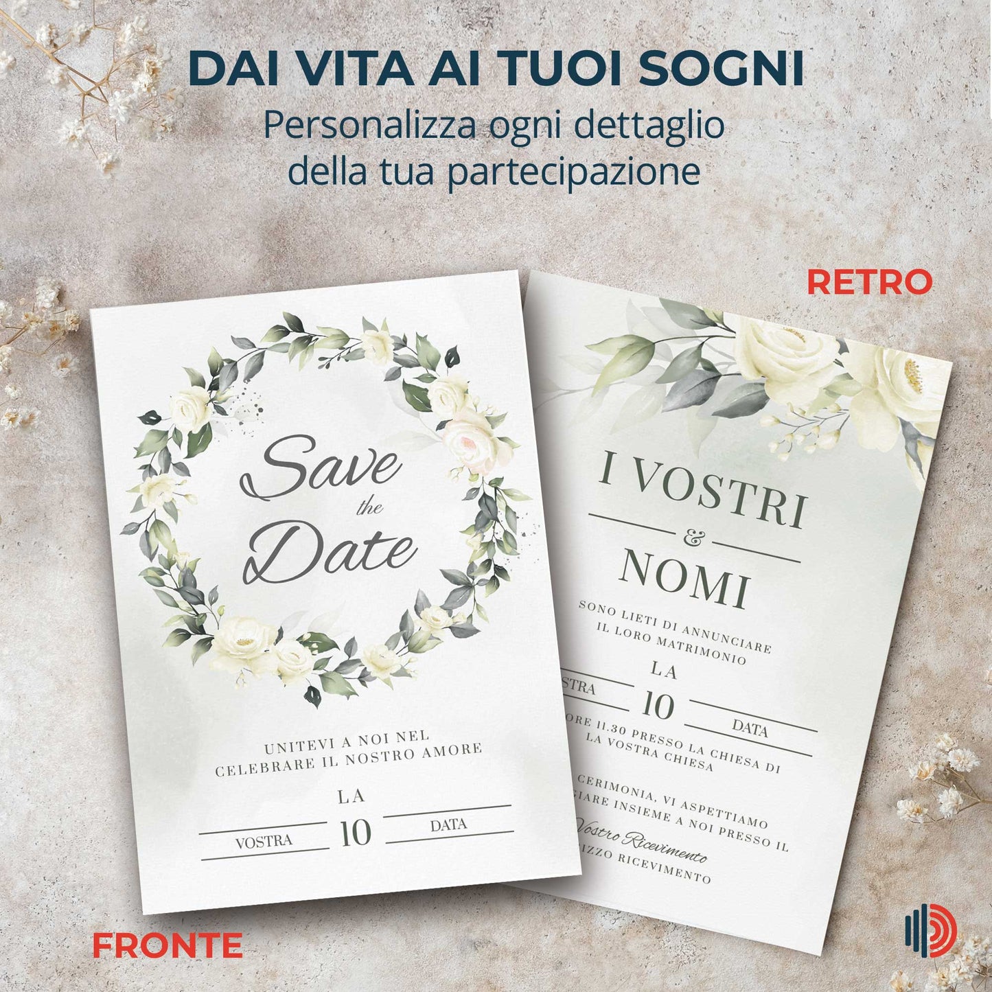 Partecipazione Matrimonio Invito Elegante Minimalista Floreale