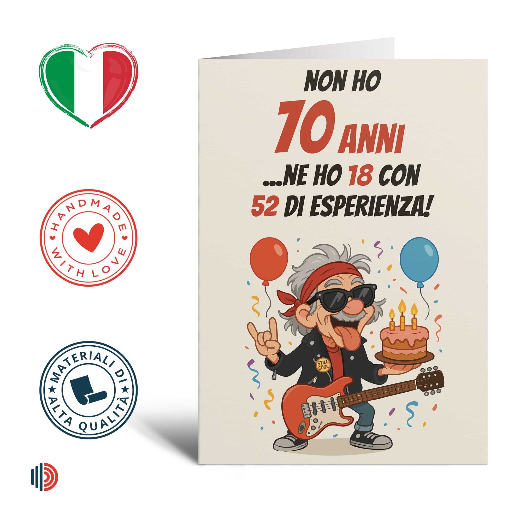 Biglietto Di Auguri Divertente Per 70° Compleanno – Tema Anni '70 – Regalo Per Uomo E Donna, Papà, Mamma, Amici
