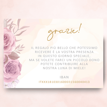 Biglietto Matrimonio Coordinato personalizzato Romantic Blush Roses