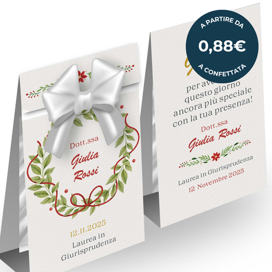 Porta confetti laurea personalizzato con fiocco  - Bomboniera elegante per confettata di laurea EchoPrint