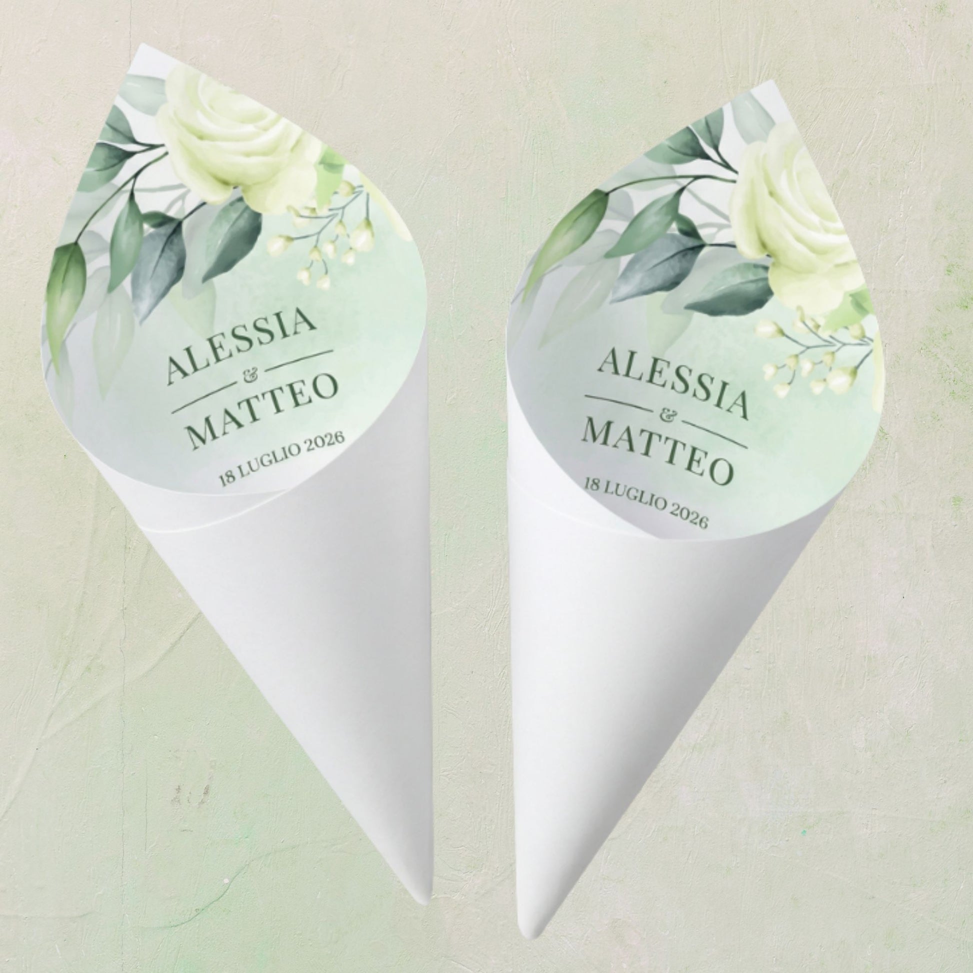 Coni Porta Riso Matrimonio personalizzato Botanical Circle