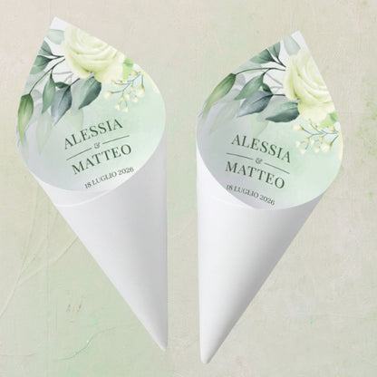 Coni Porta Riso Matrimonio personalizzato Botanical Circle