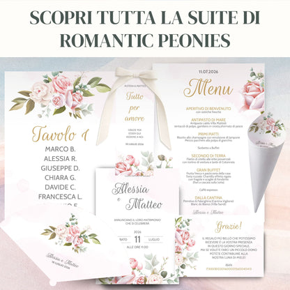 Coordinato Matrimonio Personalizzate 2026 Romantic Peonies