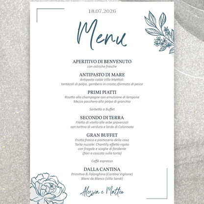 Menù Matrimonio Coordinato personalizzabile essential leaf