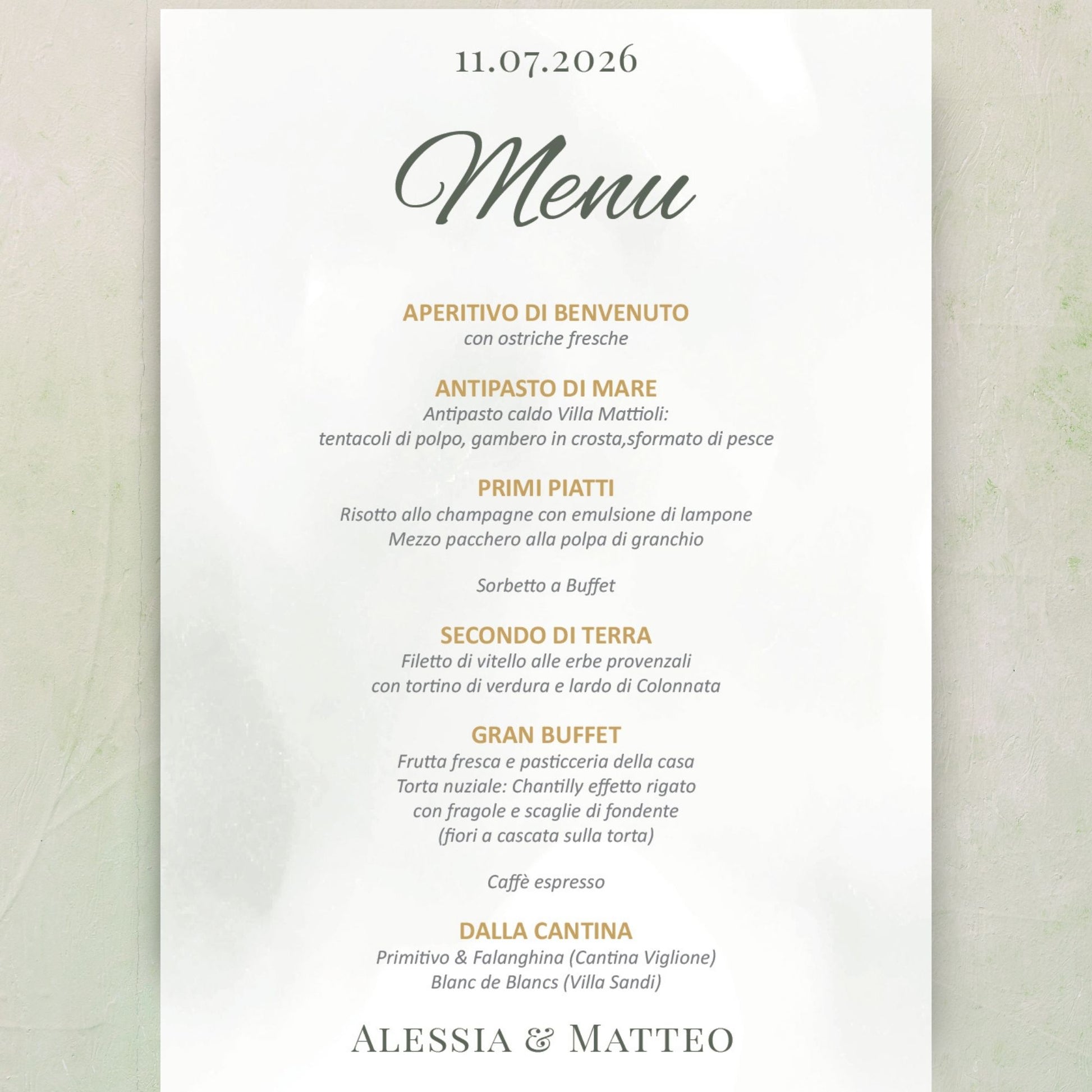 Menu Matrimonio personalizzato Botanical Circle