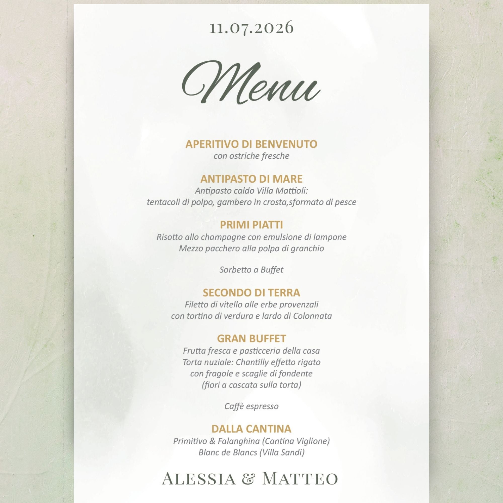 Menu Matrimonio personalizzato Botanical Circle