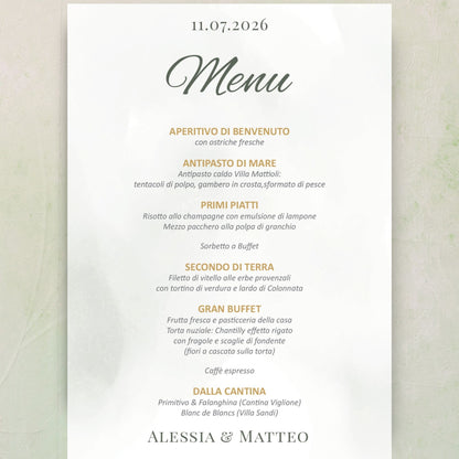 Menu Matrimonio personalizzato Botanical Circle