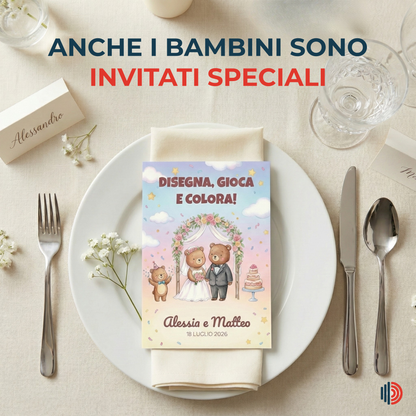 Activity Book Bambini Personalizzato per Matrimonio – Libro Giochi da Colorare (A5)