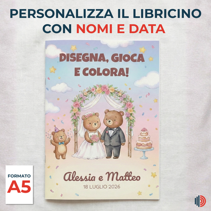 Activity Book Bambini Personalizzato per Matrimonio – Libro Giochi da Colorare (A5)
