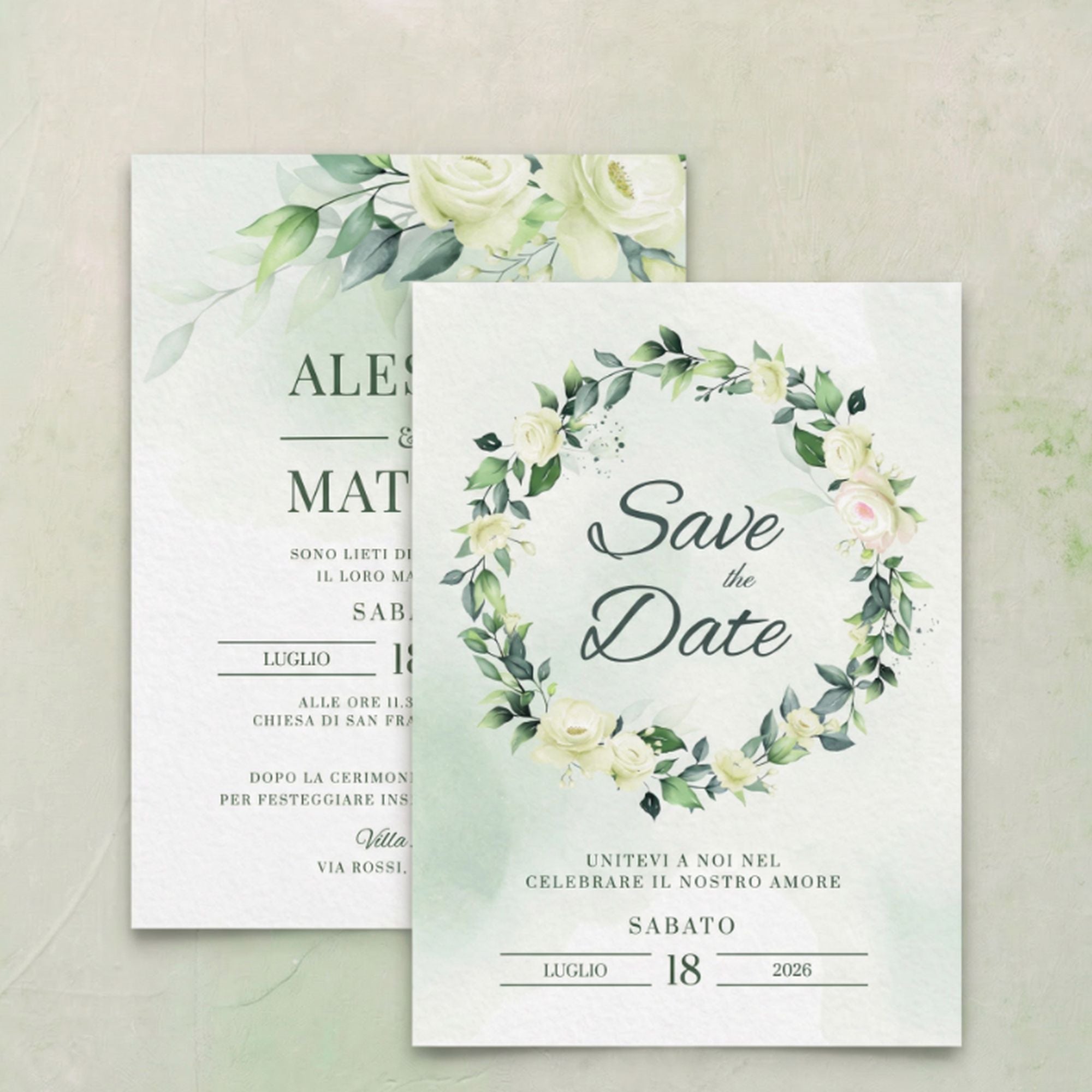 Partecipazione Matrimonio personalizzato 2026 Botanical Circle
