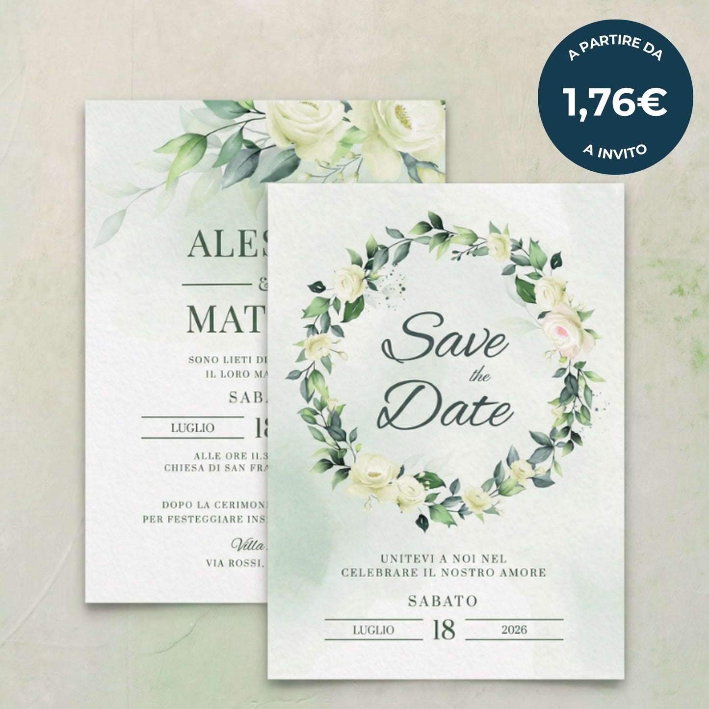 Partecipazione Matrimonio personalizzato Botanical Circle
