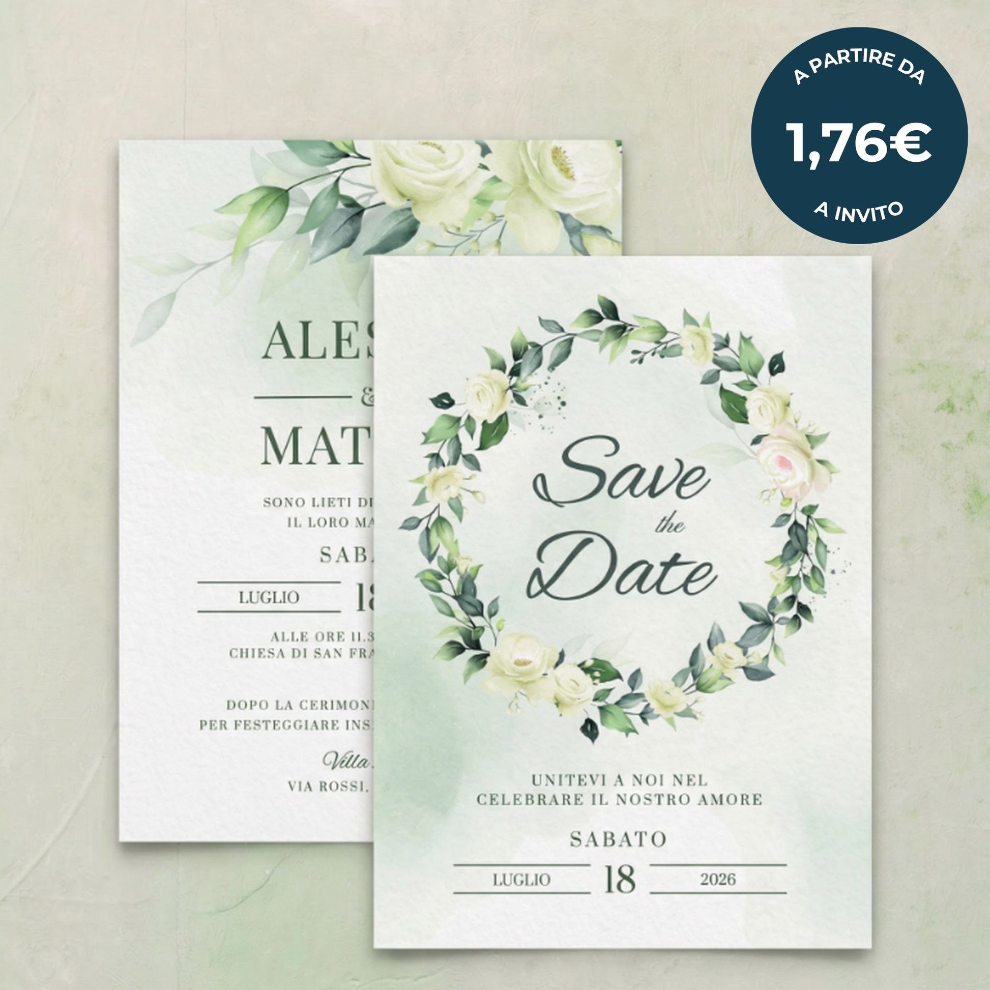 Partecipazione Matrimonio personalizzato Botanical Circle