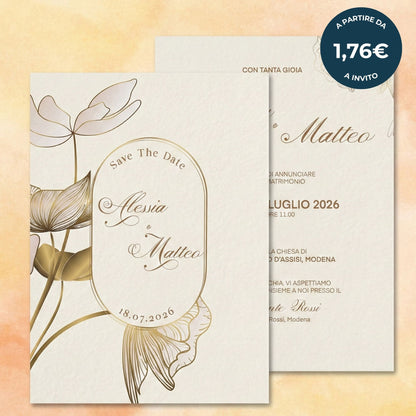 Partecipazioni Matrimonio Personalizzate - Linea Classic Golden Bloom