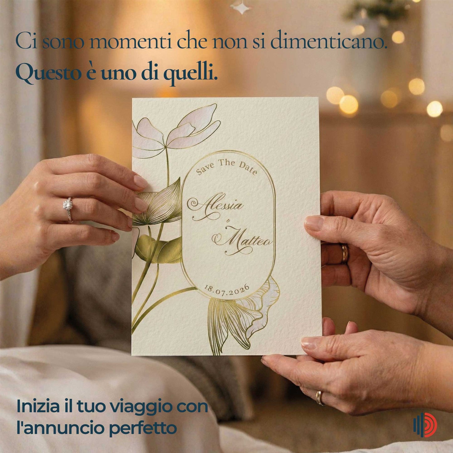 Partecipazioni Matrimonio Personalizzate - Linea Classic Golden Bloom