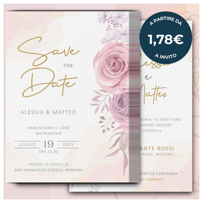 Partecipazione Matrimonio Invito Elegante Minimalista Floreale