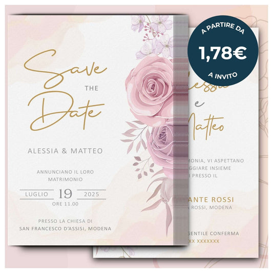 Partecipazione Matrimonio Invito Elegante Minimalista Floreale