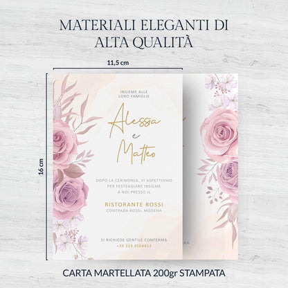 Partecipazione Matrimonio Invito Elegante Minimalista Floreale