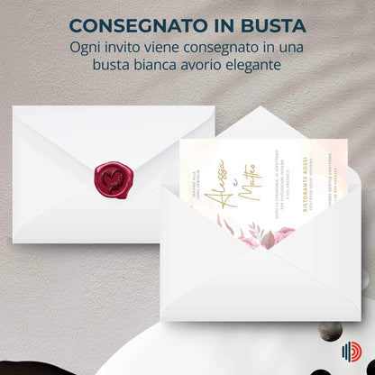 Partecipazione Matrimonio Invito Elegante Minimalista Floreale