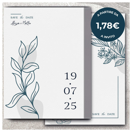 Partecipazione Matrimonio Invito Elegante Minimalista Floreale