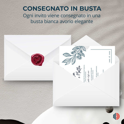 Partecipazione Matrimonio Invito Elegante Minimalista Floreale