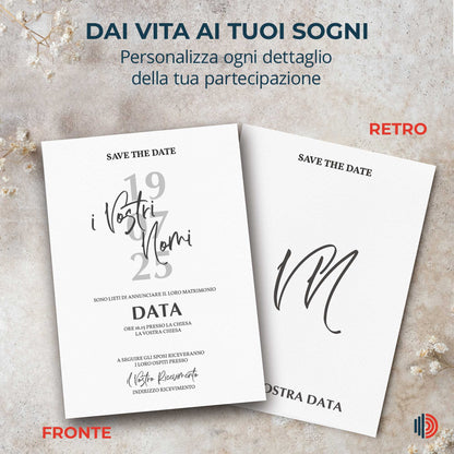 Partecipazione Matrimonio Invito Elegante Minimalista Bianco e Nero