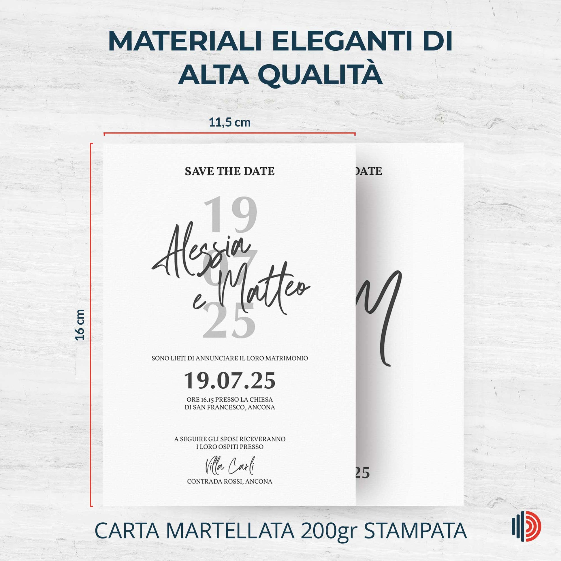 Partecipazione Matrimonio Invito Elegante Minimalista Bianco e Nero