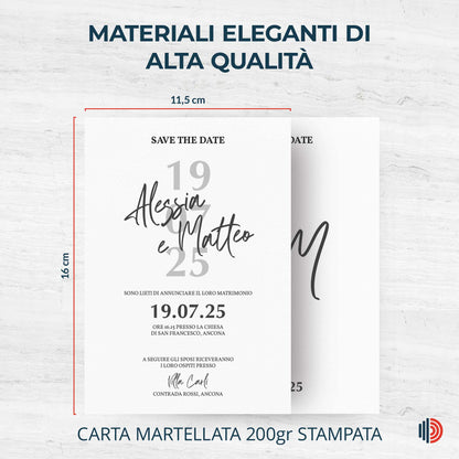 Partecipazione Matrimonio Invito Elegante Minimalista Bianco e Nero