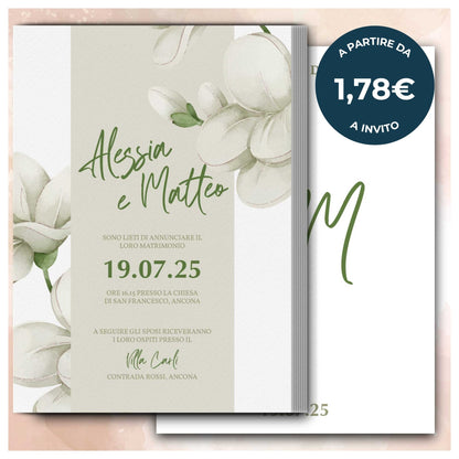 Partecipazione Matrimonio Invito Elegante Minimalista Floreale