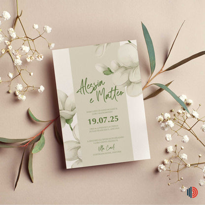 Partecipazione Matrimonio Invito Elegante Minimalista Floreale