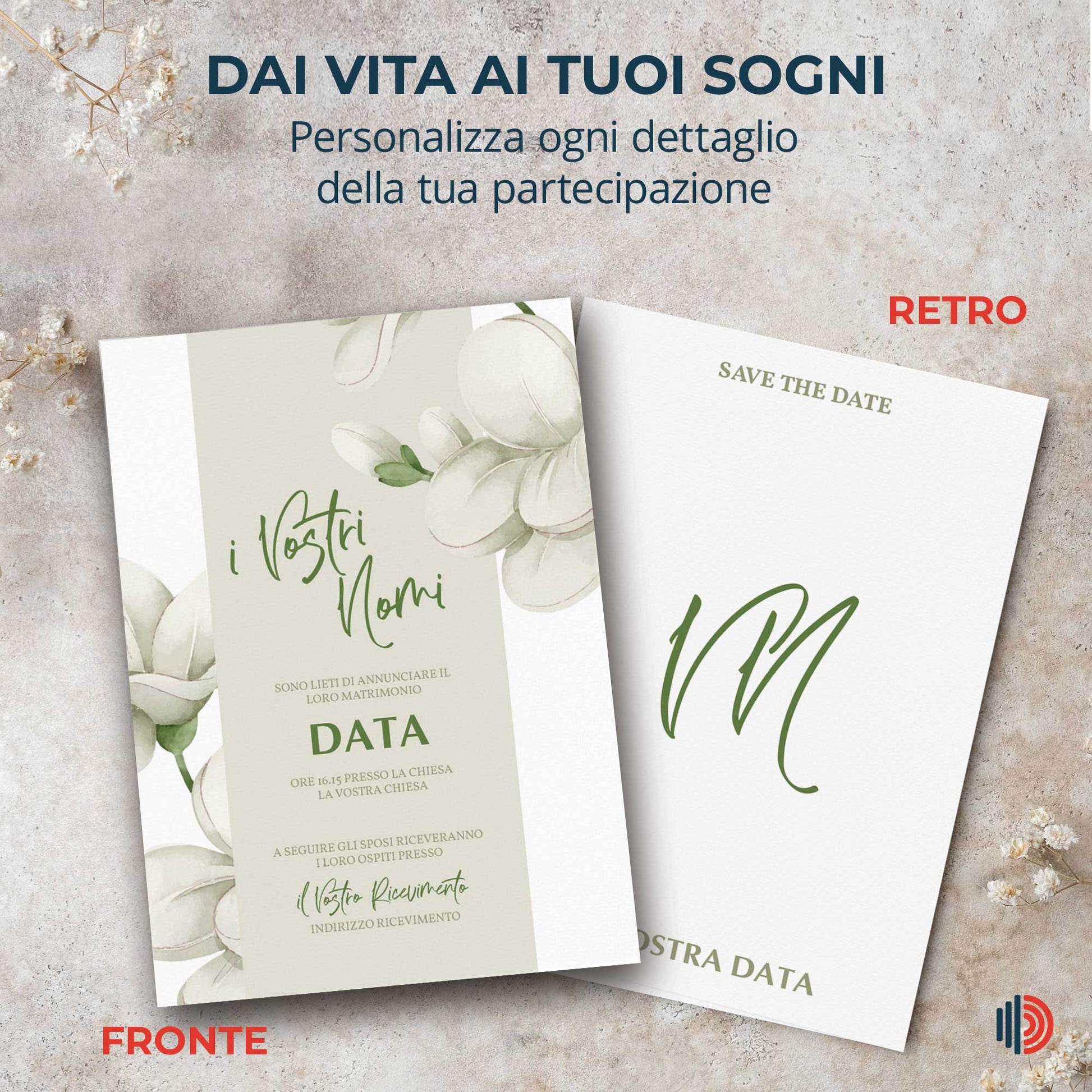 Partecipazione Matrimonio Invito Elegante Minimalista Floreale