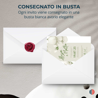 Partecipazione Matrimonio Invito Elegante Minimalista Floreale