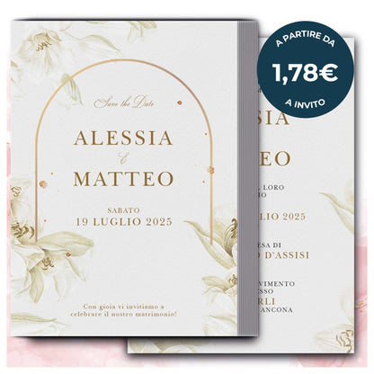Partecipazione Matrimonio Invito Elegante Minimalista Floreale