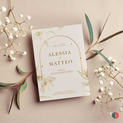 Partecipazione Matrimonio Invito Elegante Minimalista Floreale