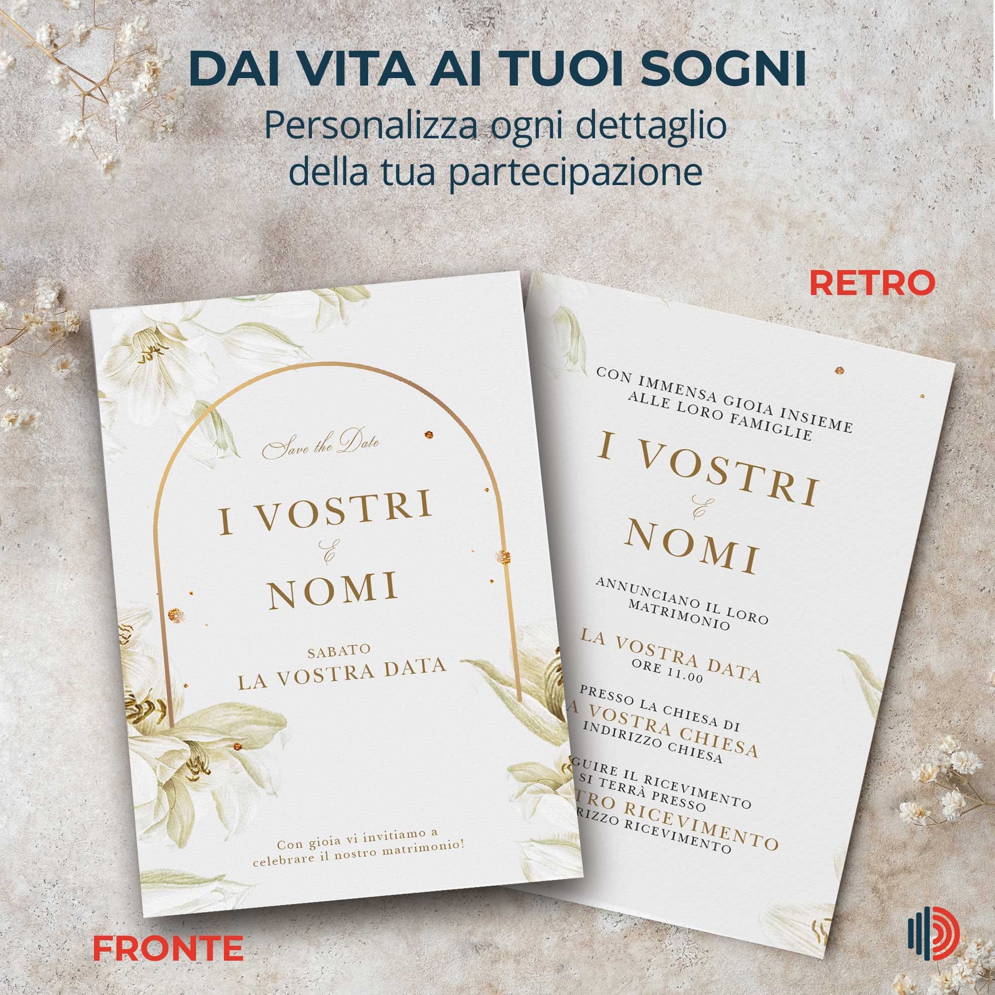 Partecipazione Matrimonio Invito Elegante Minimalista Floreale