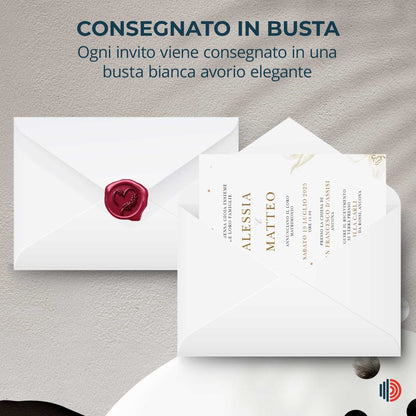 Partecipazione Matrimonio Invito Elegante Minimalista Floreale